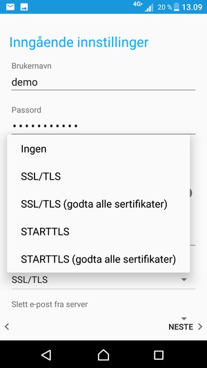 Velg Ingen og velg NESTE