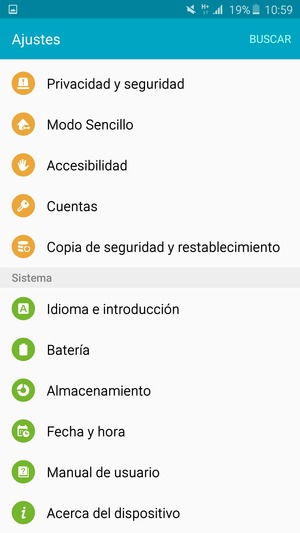 Desplácese y seleccione Batería