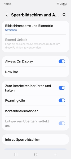 Wählen Sie Bildschirmsperre und Biometrie