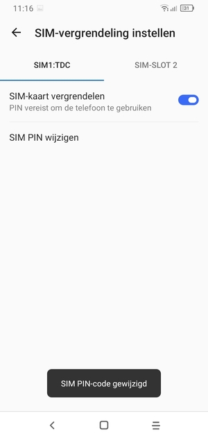 Uw SIM PIN-code is gewijzigd