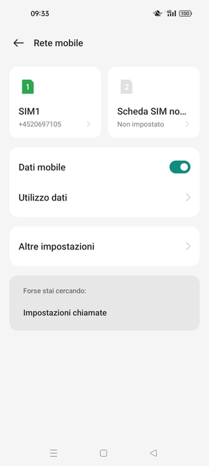 Seleziona SIM1 o SIM2