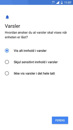 Velg ønsket alternativ og velg FERDIG