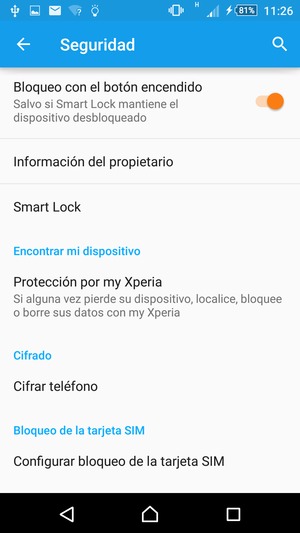 Para cambiar el PIN de la tarjeta SIM, vuelva al menú Seguridad y seleccione Configurar bloqueo de la tarjeta SIM