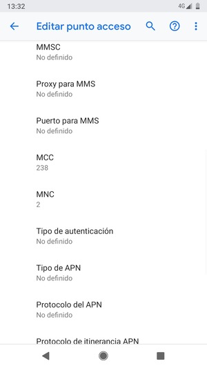 Desplácese hacia abajo e introduzca la información de Internet