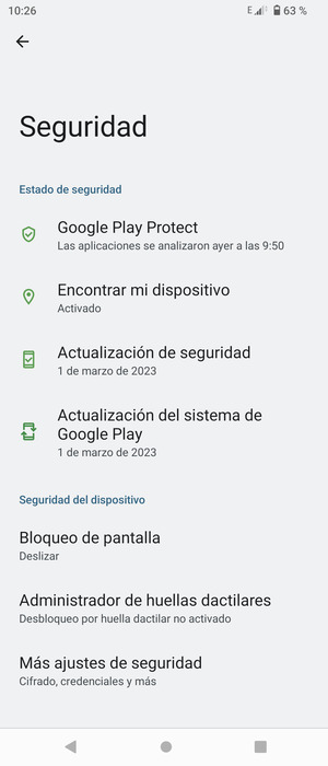 Seleccione Bloqueo de pantalla