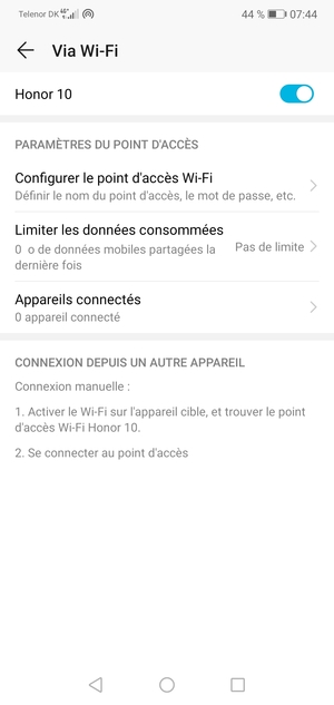 Votre téléphone est maintenant configuré pour être utilisé comme modem
