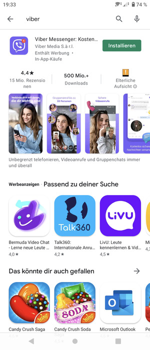 Wählen Sie die App
