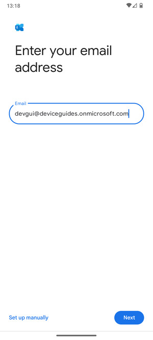 Enter your Email address and  select Set up manually