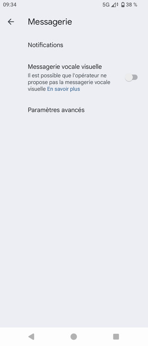 Sélectionnez Paramètres avancés
