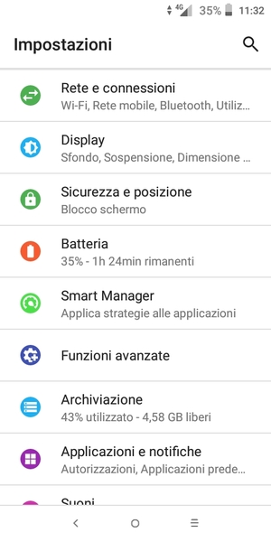 Seleziona Sicurezza e posizione