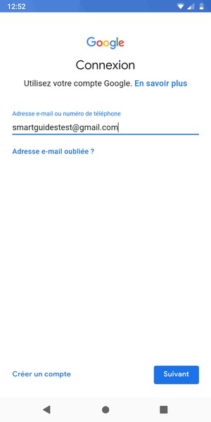 Saisissez votre adresse Gmail et sélectionnez Suivant