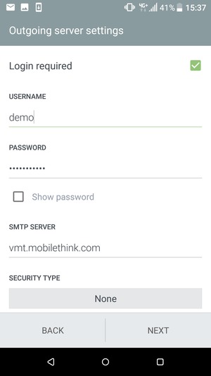Enter Outgoing server address