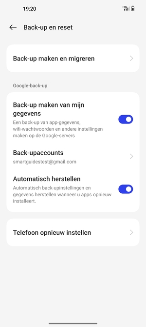 Selecteer Back-upaccounts