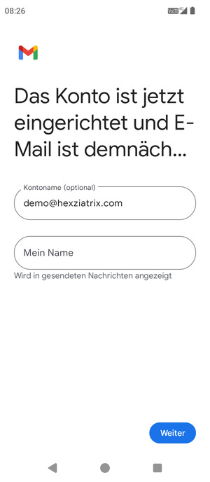 Geben Sie Ihrem Konto einen Namen und geben Sie Ihren Weiter