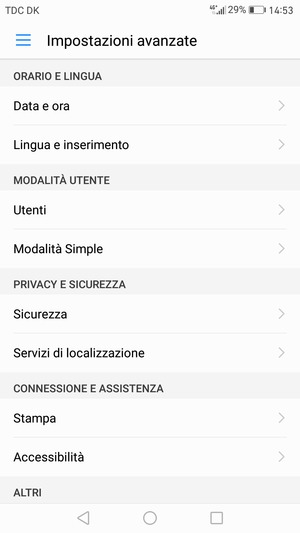 Seleziona Sicurezza