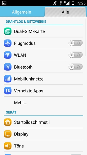 Um die Netzwerkverbindung zu ändern, falls Netzwerkprobleme auftreten, gehen Sie zum Alle Menü zurück und wählen Sie Mobilfunknetze