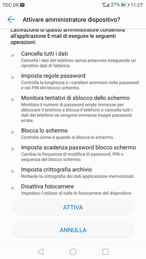 Scorri verso il basso e seleziona ATTIVA