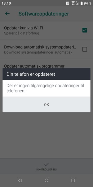 Hvis din telefon er opdateret, vælg OK