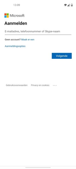 Voer uw e-mailadres in en selecteer Volgende