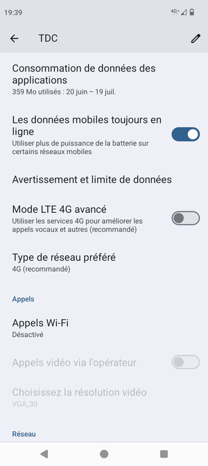 Faites défiler et sélectionnez Type de réseau préféré