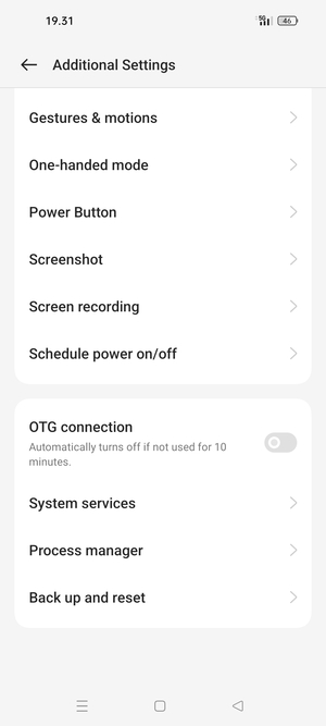 Scroll to and select Back up and reset