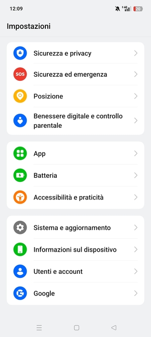 Scorri e seleziona Sistema e aggiornamento 