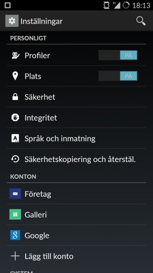 Scrolla till och välj Säkerhet