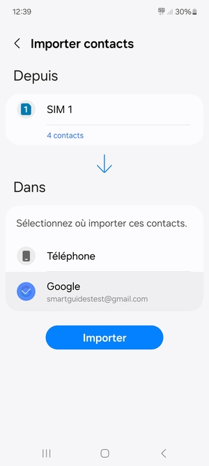 Sélectionnez Importer