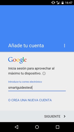 Introduzca su dirección de Gmail y seleccione SIGUIENTE