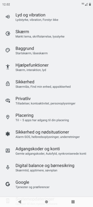 Scroll til og vælg Placering
