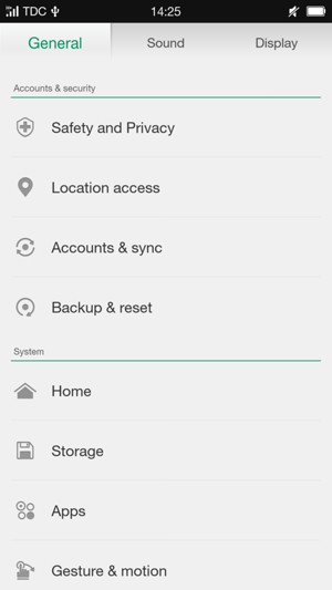 Scroll to and select Safety and Privacy
