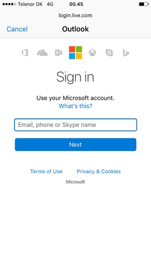 Enter your Email address and select Next