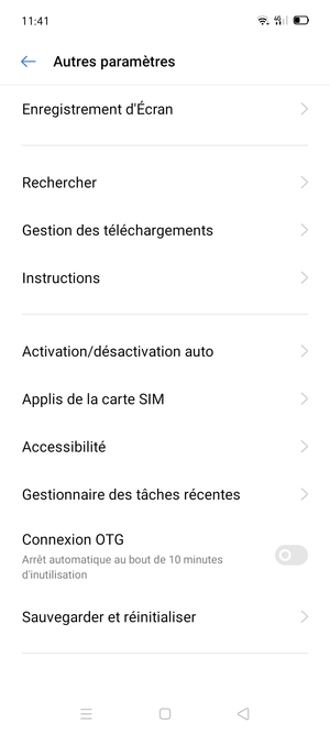 Faites défiler et sélectionnez Sauvegarder et réinitialiser