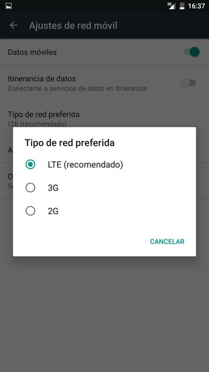 Seleccione la opción deseada