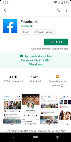 Seleziona INSTALLA