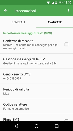 Seleziona Centro servizi SMS