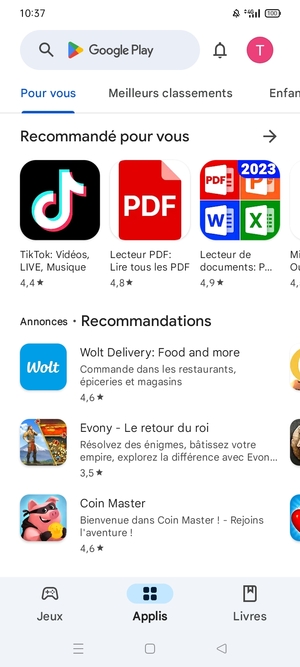 Sélectionnez la barre de Recherche