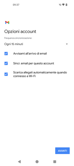Seleziona AVANTI