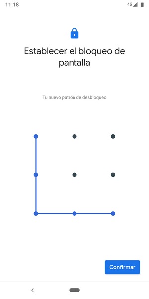 Dibuje de nuevo el patrón de desbloqueo y seleccione Confirmar