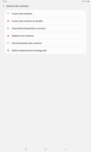 Sélectionnez Importation/exportation contacts