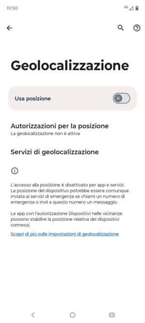 Disattiva Usa posizione