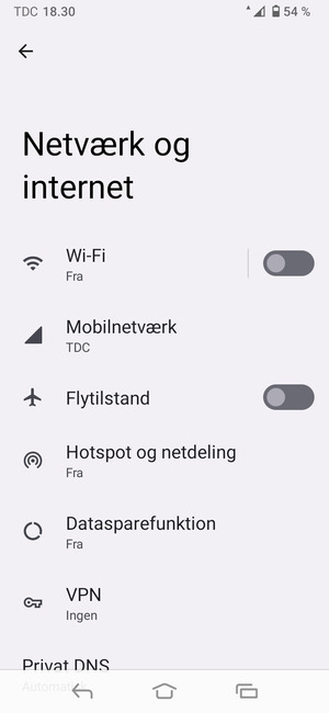 Vælg Hotspot og netdeling