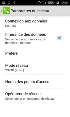 Activar o desactiver Itinérance des données