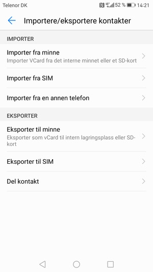 Velg Importer fra SIM