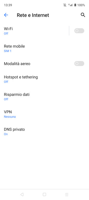 Seleziona Rete mobile