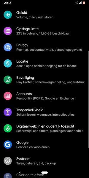 Scroll naar en selecteer Locatie