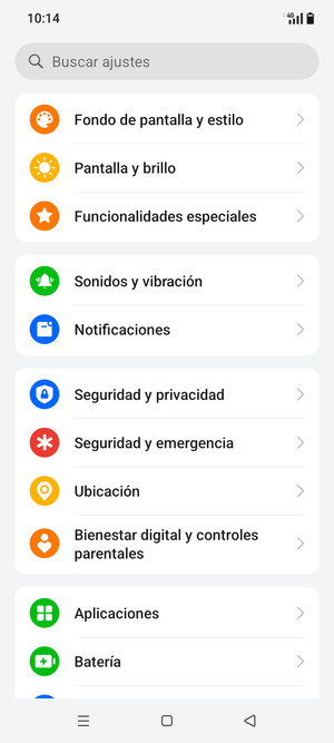 Desplácese y seleccione Seguridad y privacidad
