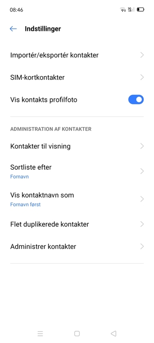 Vælg SIM-kortkontakter