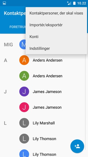 Vælg Importér/eksportér