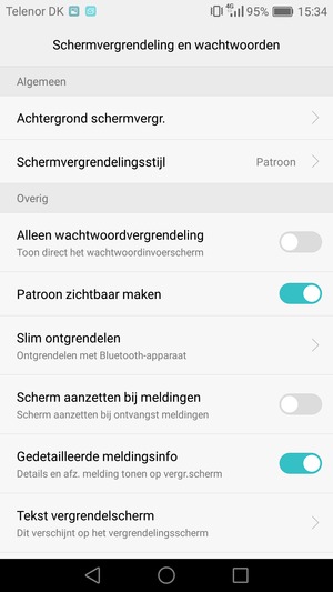 Uw telefoon is nu beveiligd met een schermvergrendeling